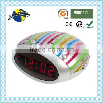 Multicolor Strip AM FM Dual Alarms Clock PLL Radio