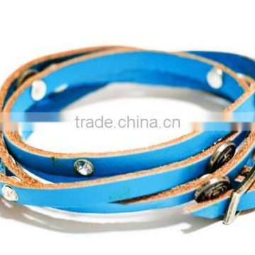 Blue bangle vintage Leather pu Bracelets wristband Jewelry Items Bracelet For Women bangles new 2015 fashion brand pulseira cc