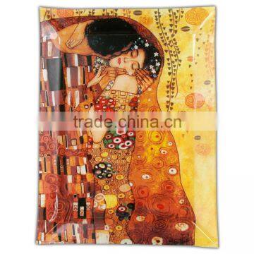 CARMANI Glass Plate 32x34cm "The Kiss" design Gustav Klimt