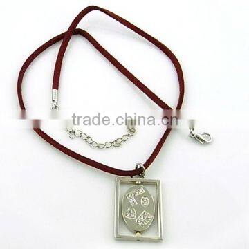 Newest leather necklaces with alloy pendant jewelry