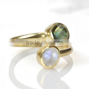 Silver Labradorite/Moonstone round Gemstone Gemstone Ring