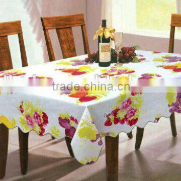 Factory price for printed Vinyl with flannel backing table cloth, thick and good quality table cloth,