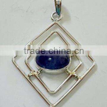 Tanzanite Oval Cabochon Square Pendant , 925 Solid Sterling Silver Pendant, Designer Silver Pendant