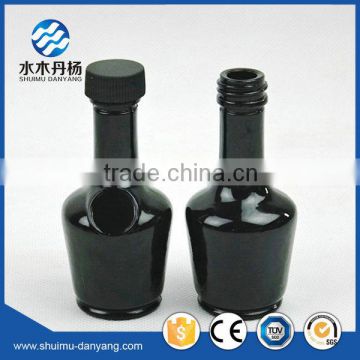 25ml mini liquor glass bottles alcohol drinking bottle with black lid