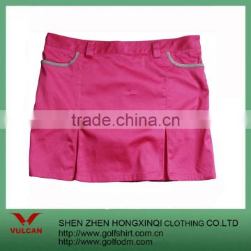 Newest Fashion pink color women sports skirt with gray pocket