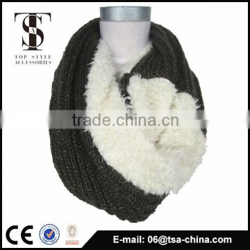 2015 winter fashion design green color knitted fur scarf