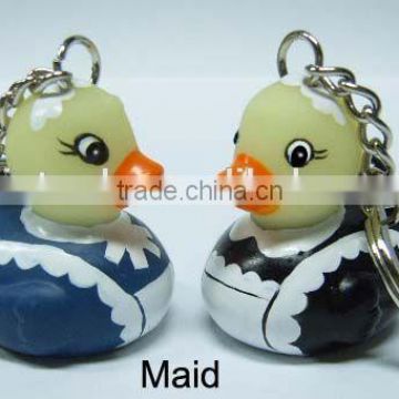 Painted rubber keychain duck