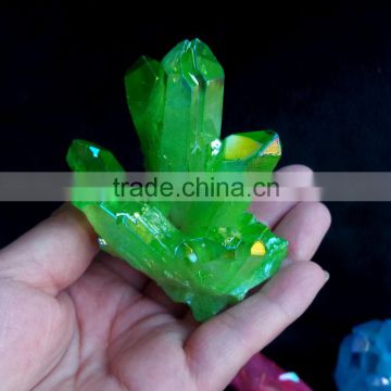 mini green angel aura titanium aura quartz crystal cluster healing stones