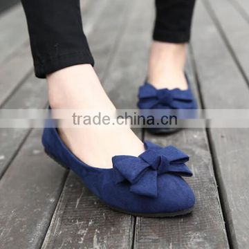 2015 spring summer pointed toe flat heel bow shoes single shoes women fashion flat shoes soft flat shoes