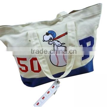 embroidered fabric recyclable shopping cotton bag canvas tote bag 2015