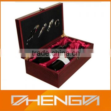 Hot!!! 2014 New Year Celebration Dinner Wooden Wine Packaging Box With Opener(ZDW14-W001)