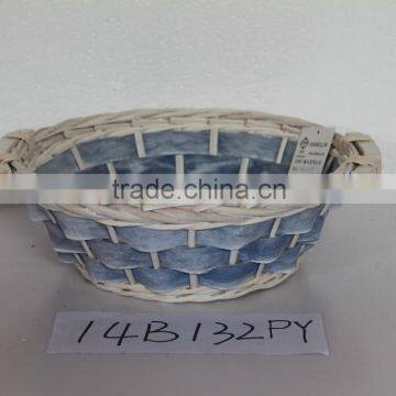 Blue Round Willow Tray