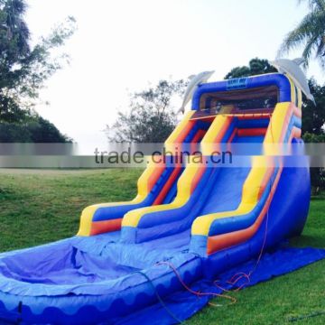 Jumpfun made popular inflatable water slides with dolphin on top hot rental