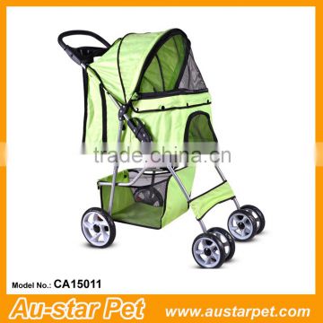 High Quality Promotional Green Foldable Pet Strollers, Pet Outdoor Trolleys