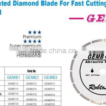 Segmented cutting diamond blade for fast cutting abrasive material --GEMB