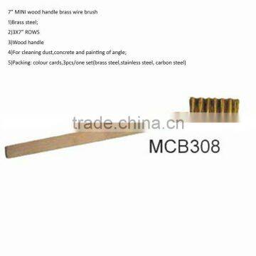 7" MINI wood handle brass wire brush