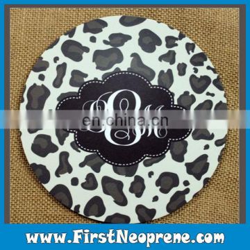 Black Leopard Grain Drink Neoprene Coaster