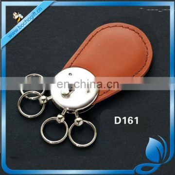 multiple rings leather keychain