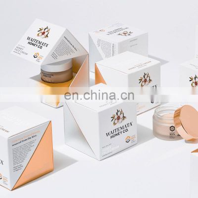 Cube paper packaging transparent round Jar can packaging box for cosmetic serum cream