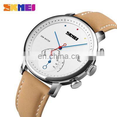 Skmei 1399 wholesale quartz wristwatch waterproof oem black brown men leather watch
