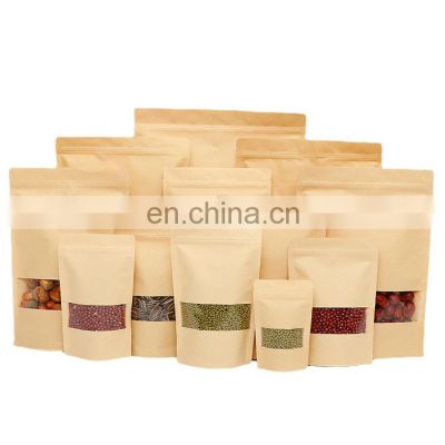 Custom High Quality Biodegradable Kraft Paper Zip Lock Ziplock Bag Stand Up Pouch Bag with Clear Window