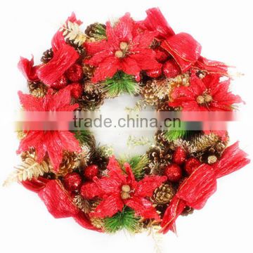 Red Flowers AND Gifts Decoratived 7ft Christmas Garland outdoor hanging decoration