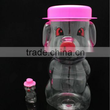 Animal shaped plastic food storage jar with screw top lids for sale