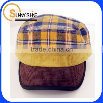 fashion customize baseball hat flat top hat with check pattern