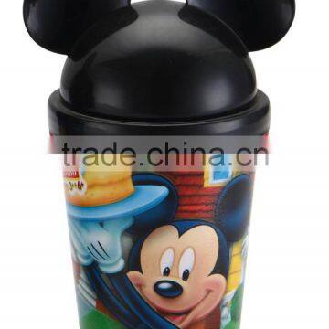 2016 newly customer design Mickey head plastic kids 350ml drinking cup