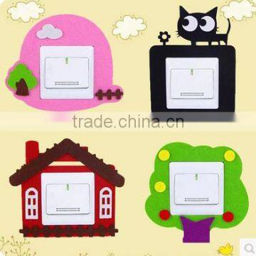 Funny cartoon felt switch sticker for house decroation