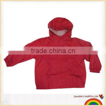 waterproof polyester red foldable rain jacket