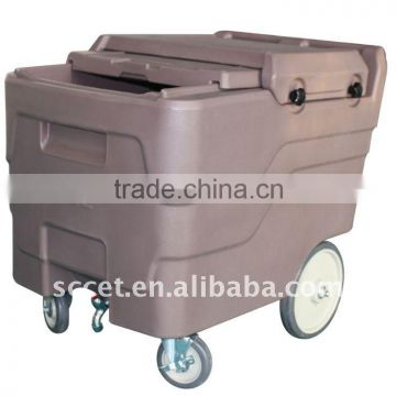 SCC Sliding lid ice bin,Ice transport cart ,Portable ice caddy With casters