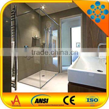 high quality 8mm tempered shower door glass with straight polished edges and cut-outs