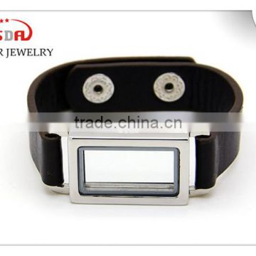 Locket Bracelet Leather Wrap bangle magnetic for men