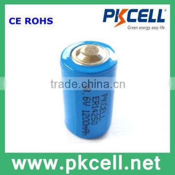 high capacity 3.6v Li-SOCI2 cylindrical dry battery ER14250 1/2AA 1200mAh battery