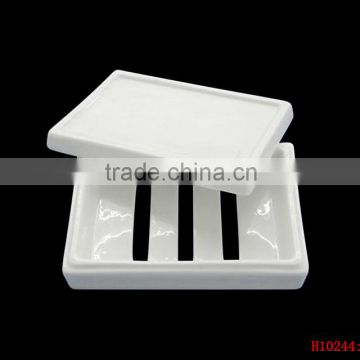 High quality durable porcelain soap dish with lid H10244