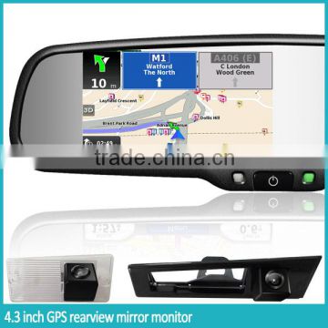 4.3 inch GPS & navigation rear view mirror monitor with car backup camera and auto brightness adjustment