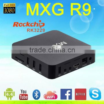 Black plastic case kodi firmware android box tv rk3229 MXG R9 Android TV box