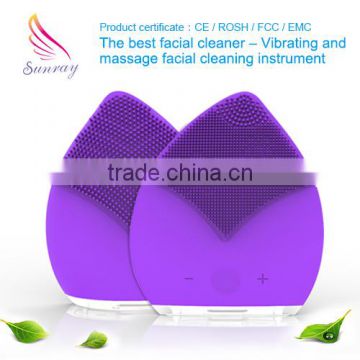 Wholesaler silicone ultrasonic Negative ions fuction face cleaner facial cleansing brush
