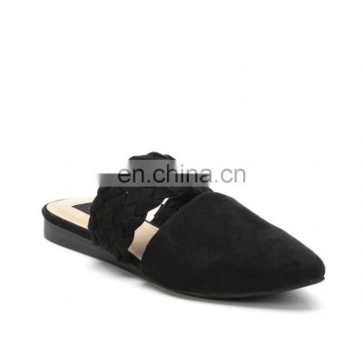 Ladies high fashionable high quality flat simple design black color women flats sandals shoes