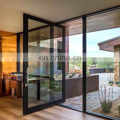 contemporary house reflective glass and security wrought iron frame easy open modern large pivot front door with center hinge