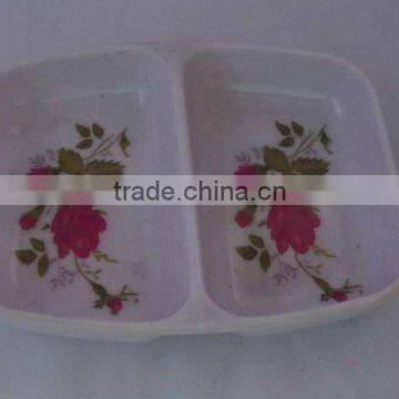 Melamine rectangular 2-section saucers