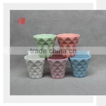 2015 High Quality Diamond Shape Matt Finish Ceramic Flower Pot