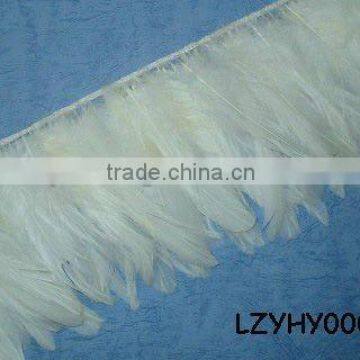 bleached white Rooster feather fringe trims LZYHY00084