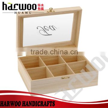 Harney & sons new design custom wooden tea box with compartments,with acylic window
