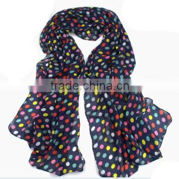 Fashion scarf, long leopard print acrylic chiffon scarf with dot 2013