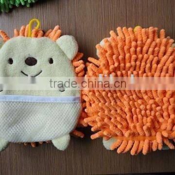 Chenille animal pocket towel