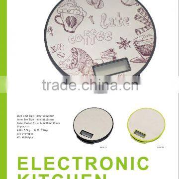 Round food scale customzied color printing manufacturer removable LCD fruit vegetable food scale weighing kitchen scale