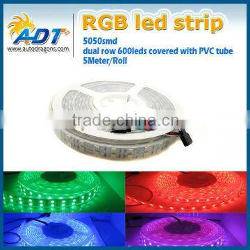 Promotion PVC tube 5m DC12V Waterproof IP65 SMD 5050 600leds RGB LED Strip light