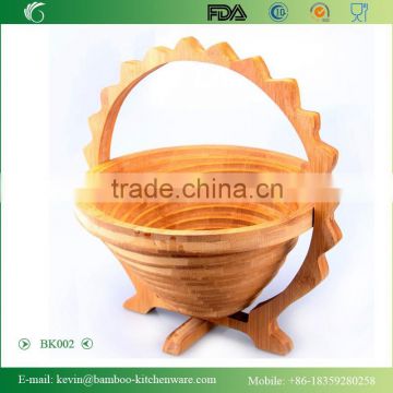 BK002/Eco-friendly folding bamboo fruit basket, teapot shape fruit basket for household appliance